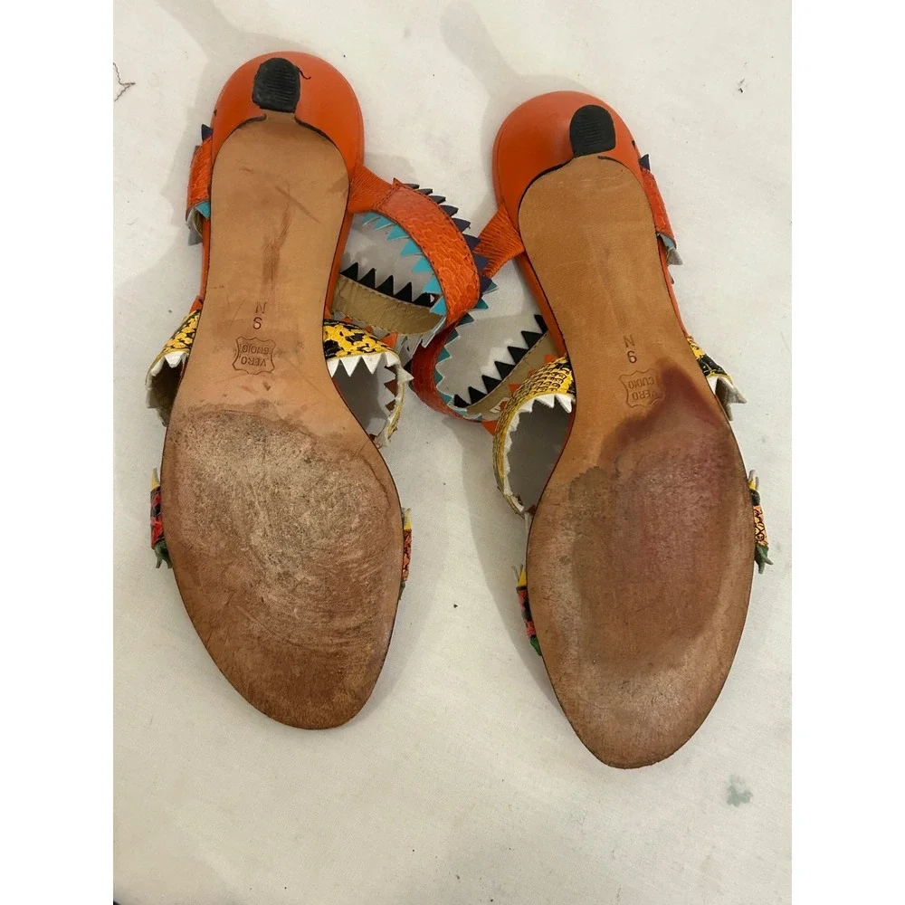 Vaneli Sandals Womens Size 9M Snake Skin Bareback Multi-color Aztec Strappy Heel